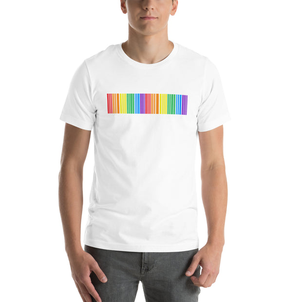 Vibrant Rainbow Barcode Pride Tee